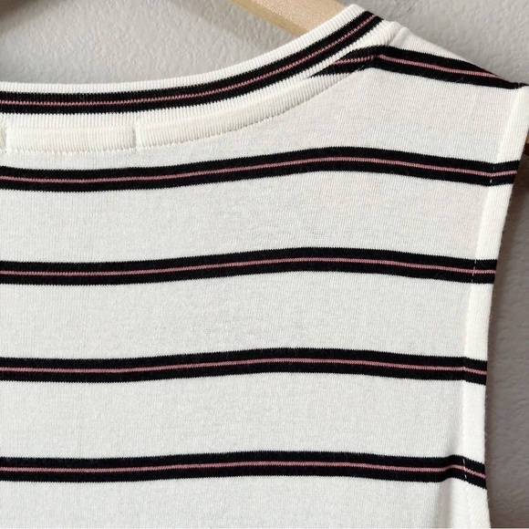 Three Dots Size Medium Striped Long Weekender Tank Dress Midi Ivory NEW - Picture 9 of 13
